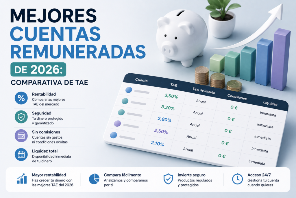 mejores cuentas remuneradas 2026 comparativa TAE