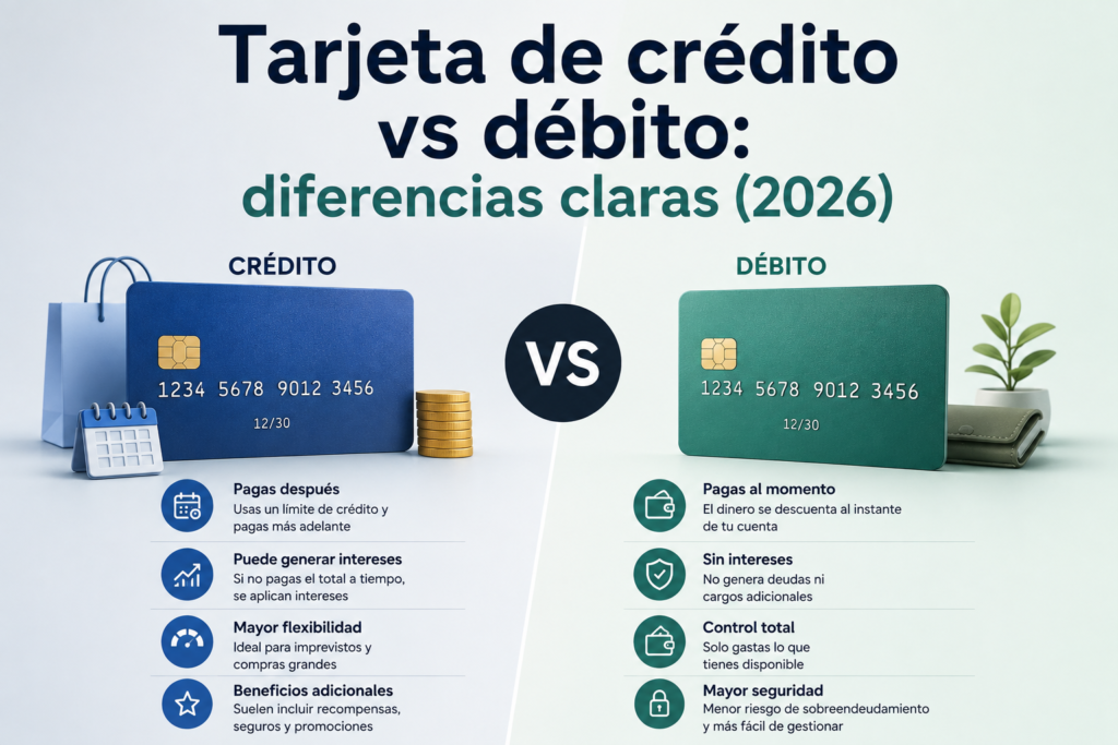 tarjeta de crédito vs débito diferencias 2026