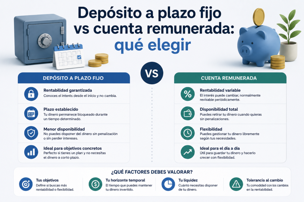 depósito a plazo fijo vs cuenta remunerada 2026