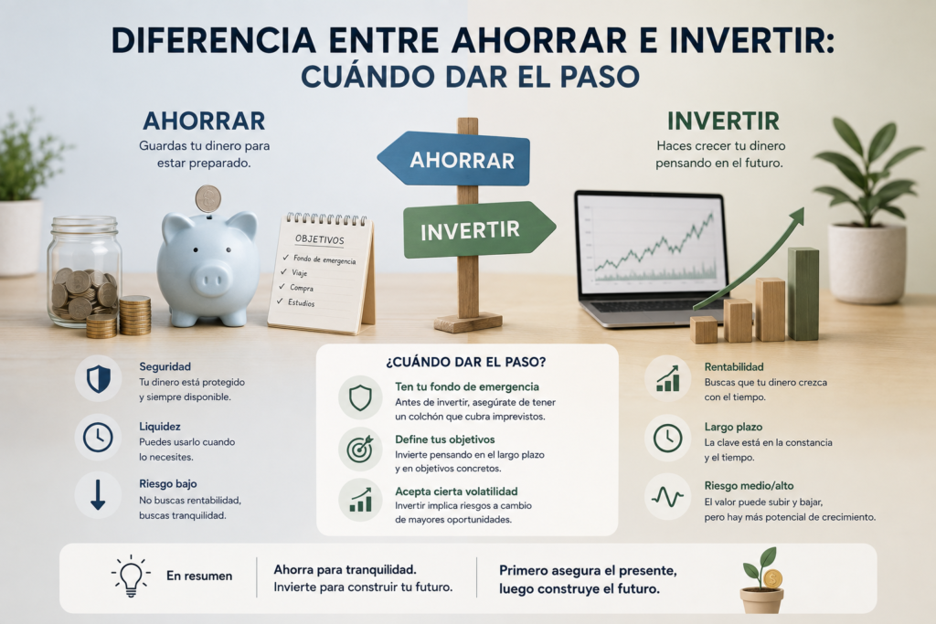 diferencia entre ahorrar e invertir 2026